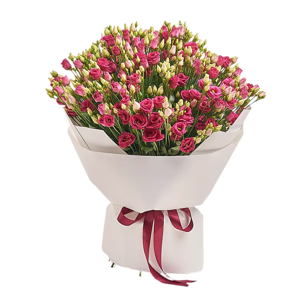 Букет из 51 красной эустомы