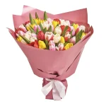 Букет из 51 тюльпана яркий микс